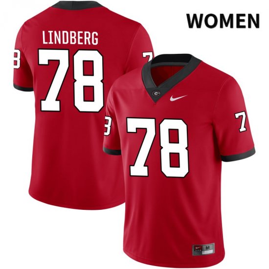 Women's Georgia Bulldogs NCAA #78 Chad Lindberg Nike Stitched Red NIL 2022 Authentic College Football Jersey AHK1454KI